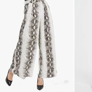 Snake print wide leg pants